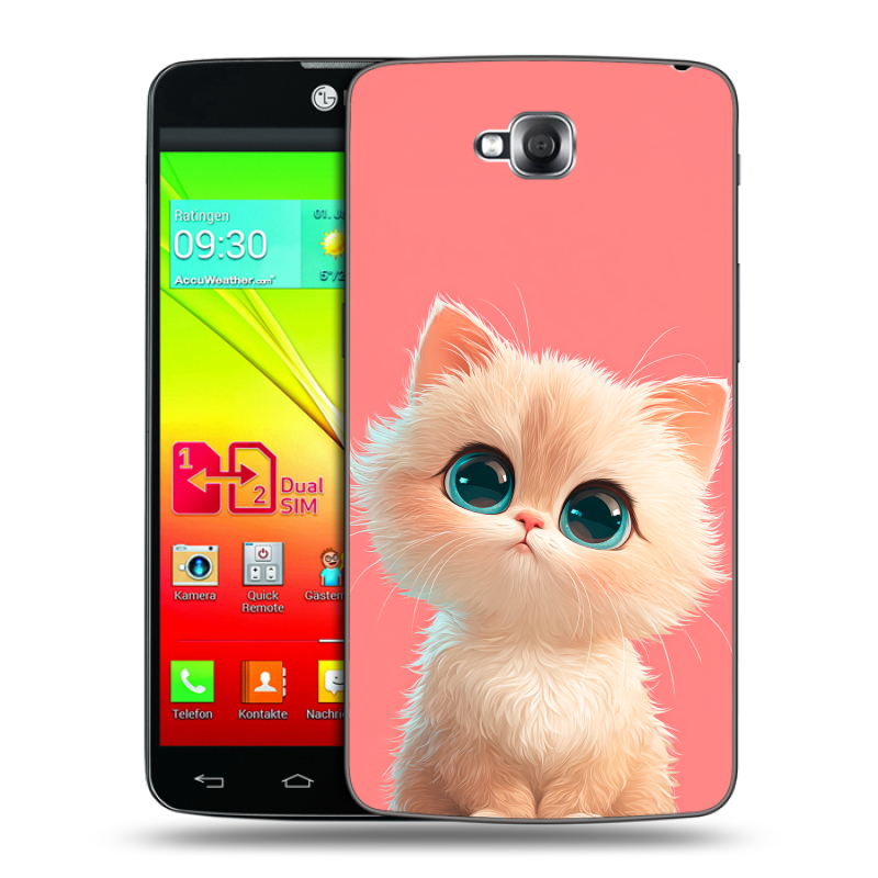 Силиконовый чехол на LG G Pro Lite Dual с принтом Розовый котенок Силиконовый чехол на LG G Pro Lite Dual с принтом Розовый котенок
