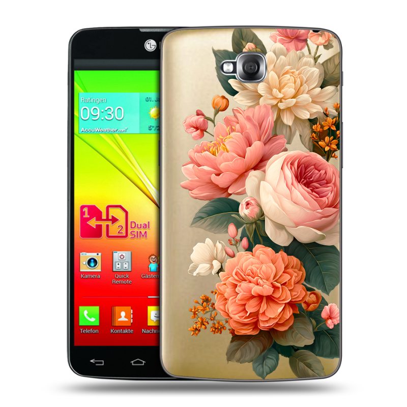 Силиконовый чехол на LG G Pro Lite Dual с принтом цветы Силиконовый чехол на LG G Pro Lite Dual с принтом цветы