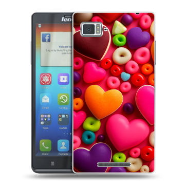 Пластиковый чехол на Lenovo Vibe Z с принтом Сердечки