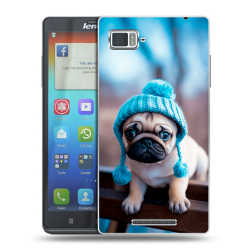 Пластиковый чехол на Lenovo Vibe Z с принтом Мопс в шапке