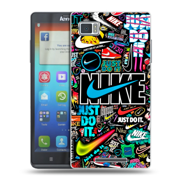 Пластиковый чехол на Lenovo Vibe Z с принтом найк nike черный Пластиковый чехол на Lenovo Vibe Z с принтом найк nike черный