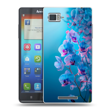 Пластиковый чехол на Lenovo Vibe Z с принтом голубые орхидеи