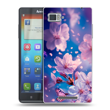 Пластиковый чехол на Lenovo Vibe Z с принтом цветы бабочки