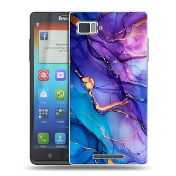Пластиковый чехол на Lenovo Vibe Z с принтом синий мрамор