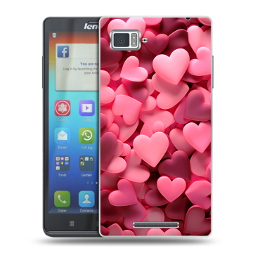 Пластиковый чехол на Lenovo Vibe Z с принтом розовые сердечки