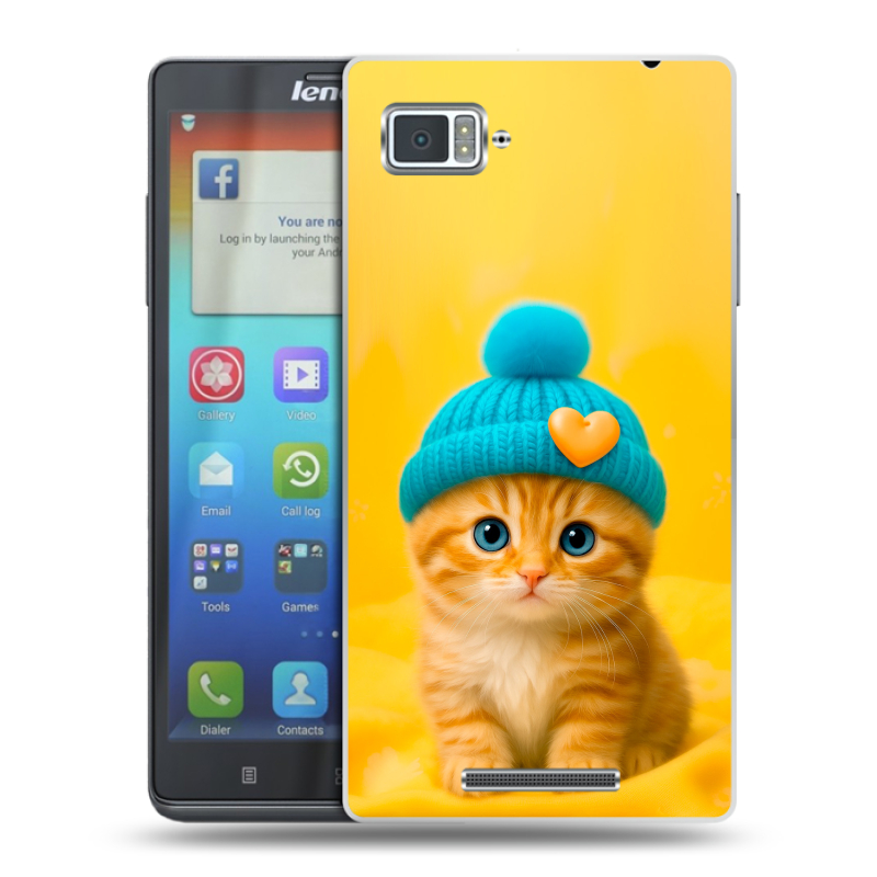 Пластиковый чехол на Lenovo Vibe Z с принтом Котенок в шапке Пластиковый чехол на Lenovo Vibe Z с принтом Котенок в шапке