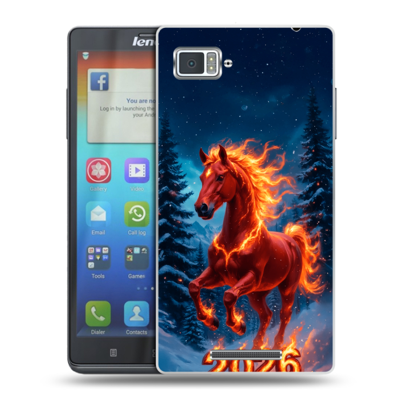 Пластиковый чехол на Lenovo Vibe Z с принтом Новый год коня Пластиковый чехол на Lenovo Vibe Z с принтом Новый год коня