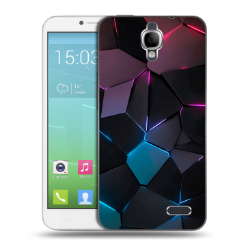 Силиконовый чехол на Alcatel One Touch Idol с принтом Геометрия неона Силиконовый чехол на Alcatel One Touch Idol с принтом Геометрия неона