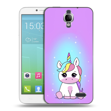 Силиконовый чехол на Alcatel One Touch Idol с принтом Единорог Силиконовый чехол на Alcatel One Touch Idol с принтом Единорог
