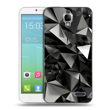 Силиконовый чехол на Alcatel One Touch Idol с принтом Черные кристаллы Силиконовый чехол на Alcatel One Touch Idol с принтом Черные кристаллы