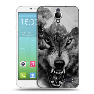 Силиконовый чехол на Alcatel One Touch Idol с принтом Волк Силиконовый чехол на Alcatel One Touch Idol с принтом Волк