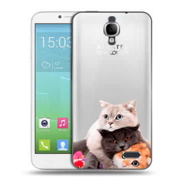 Силиконовый чехол на Alcatel One Touch Idol с принтом Кошки Силиконовый чехол на Alcatel One Touch Idol с принтом Кошки
