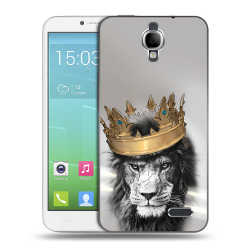 Силиконовый чехол на Alcatel One Touch Idol с принтом Лев с короной Силиконовый чехол на Alcatel One Touch Idol с принтом Лев с короной