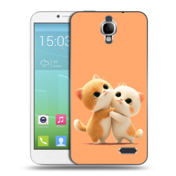 Силиконовый чехол на Alcatel One Touch Idol с принтом Милые котики Силиконовый чехол на Alcatel One Touch Idol с принтом Милые котики