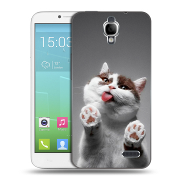 Силиконовый чехол на Alcatel One Touch Idol с принтом Коты Силиконовый чехол на Alcatel One Touch Idol с принтом Коты