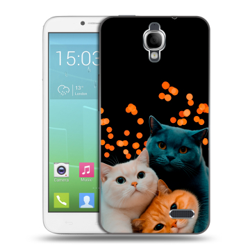 Силиконовый чехол на Alcatel One Touch Idol с принтом Кошки Силиконовый чехол на Alcatel One Touch Idol с принтом Кошки