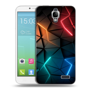 Силиконовый чехол на Alcatel One Touch Idol с принтом Абстракция неон Силиконовый чехол на Alcatel One Touch Idol с принтом Абстракция неон