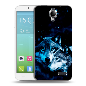 Силиконовый чехол на Alcatel One Touch Idol с принтом Волки Силиконовый чехол на Alcatel One Touch Idol с принтом Волки