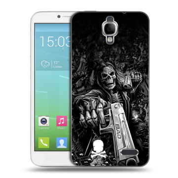 Силиконовый чехол на Alcatel One Touch Idol с принтом Скелет Силиконовый чехол на Alcatel One Touch Idol с принтом Скелет
