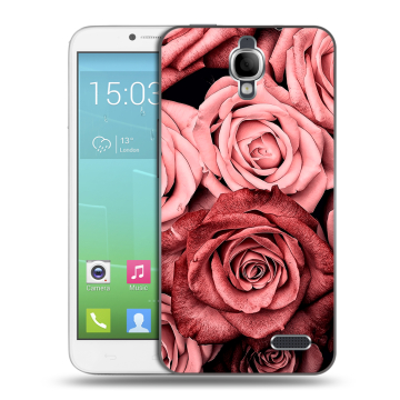 Силиконовый чехол на Alcatel One Touch Idol с принтом Цветы розы Силиконовый чехол на Alcatel One Touch Idol с принтом Цветы розы