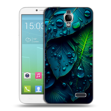 Силиконовый чехол на Alcatel One Touch Idol с принтом Листья Силиконовый чехол на Alcatel One Touch Idol с принтом Листья