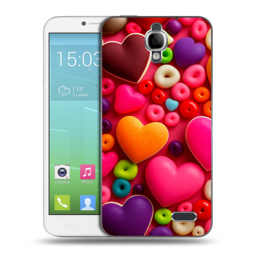 Силиконовый чехол на Alcatel One Touch Idol с принтом Сердечки Силиконовый чехол на Alcatel One Touch Idol с принтом Сердечки