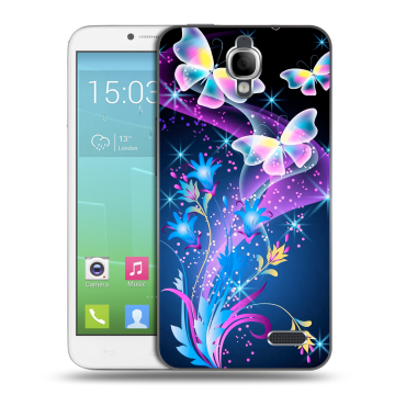 Силиконовый чехол на Alcatel One Touch Idol с принтом Бабочки