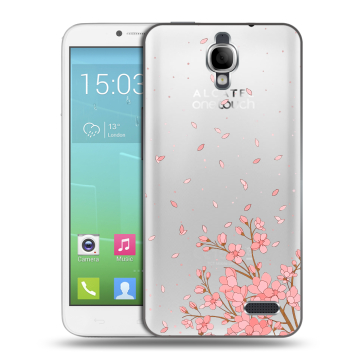 Силиконовый чехол на Alcatel One Touch Idol с принтом Ветка сакуры