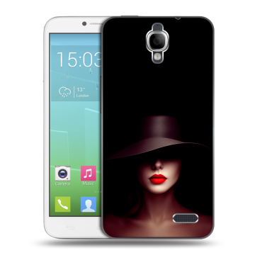 Силиконовый чехол на Alcatel One Touch Idol с принтом Девушка в шляпе
