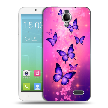 Силиконовый чехол на Alcatel One Touch Idol с принтом Бабочки