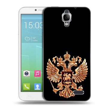 Силиконовый чехол на Alcatel One Touch Idol с принтом Герб России золотой Силиконовый чехол на Alcatel One Touch Idol с принтом Герб России золотой