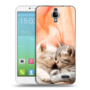 Силиконовый чехол на Alcatel One Touch Idol с принтом Котята