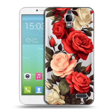 Силиконовый чехол на Alcatel One Touch Idol с принтом Розы