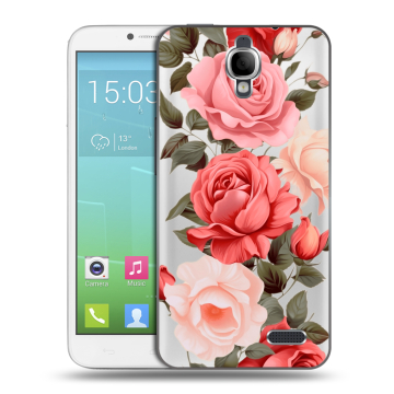 Силиконовый чехол на Alcatel One Touch Idol с принтом Розы