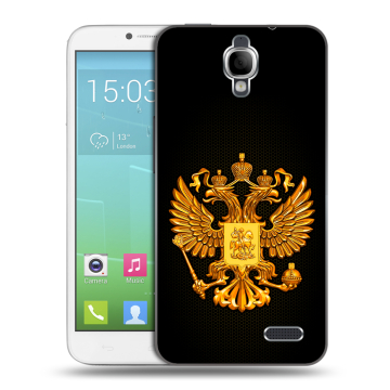 Силиконовый чехол на Alcatel One Touch Idol с принтом Герб России желтый Силиконовый чехол на Alcatel One Touch Idol с принтом Герб России желтый