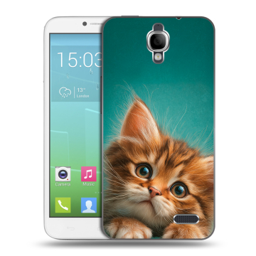 Силиконовый чехол на Alcatel One Touch Idol с принтом котенок