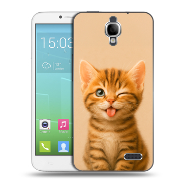 Силиконовый чехол на Alcatel One Touch Idol с принтом котенок