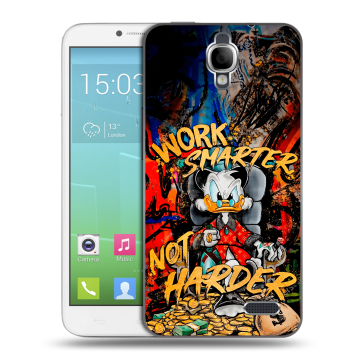 Силиконовый чехол на Alcatel One Touch Idol с принтом Дональд Дак Деньги Силиконовый чехол на Alcatel One Touch Idol с принтом Дональд Дак Деньги