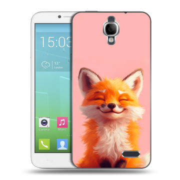 Силиконовый чехол на Alcatel One Touch Idol с принтом милая лиса