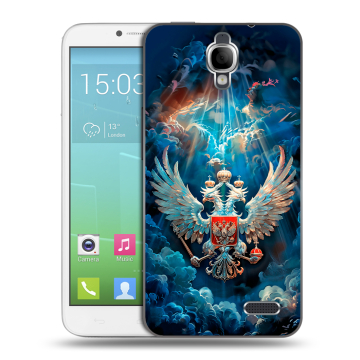 Силиконовый чехол на Alcatel One Touch Idol с принтом Герб флаг России