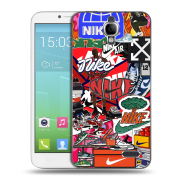 Силиконовый чехол на Alcatel One Touch Idol с принтом Найк Nike яркий