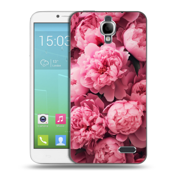 Силиконовый чехол на Alcatel One Touch Idol с принтом цветы пионы