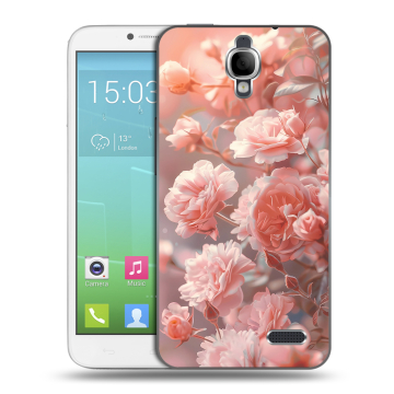Силиконовый чехол на Alcatel One Touch Idol с принтом Розовые розы