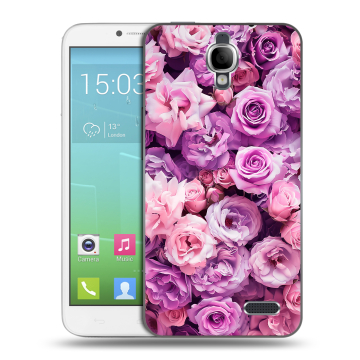 Силиконовый чехол на Alcatel One Touch Idol с принтом лавандовые розы Силиконовый чехол на Alcatel One Touch Idol с принтом лавандовые розы