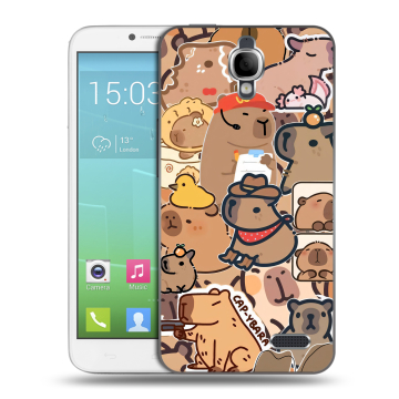 Силиконовый чехол на Alcatel One Touch Idol с принтом капибара