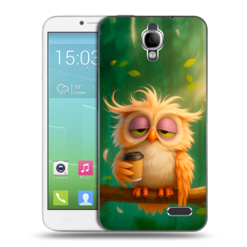 Силиконовый чехол на Alcatel One Touch Idol с принтом сова Силиконовый чехол на Alcatel One Touch Idol с принтом сова