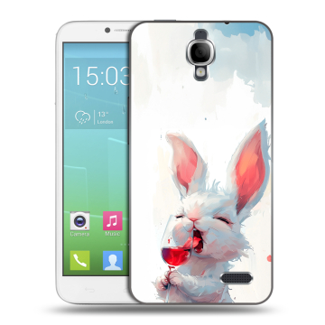Силиконовый чехол на Alcatel One Touch Idol с принтом кролик зайчик