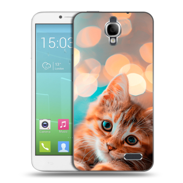 Силиконовый чехол на Alcatel One Touch Idol с принтом котик