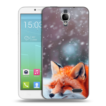Силиконовый чехол на Alcatel One Touch Idol с принтом лиса