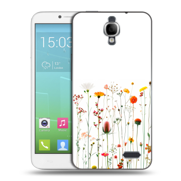 Силиконовый чехол на Alcatel One Touch Idol с принтом цветы